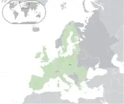 Location of Czech Silesia in Europe
