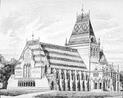 An unadopted early design, viewed from the southwest