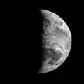 3-frame Mariner 10 mosaic of Earth, taken November 6, 1973 through the spacecraft's Minus UV filter.