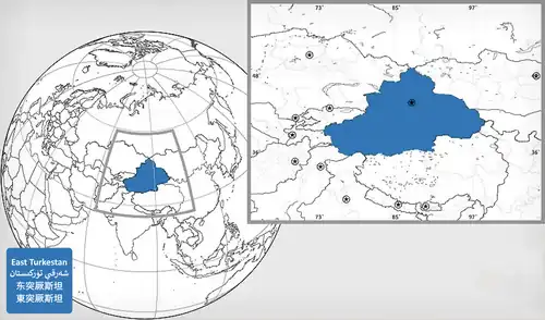 The region over which the ETGE claims sovereignty as East Turkistan