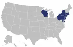 Map of states where participating institutions are located