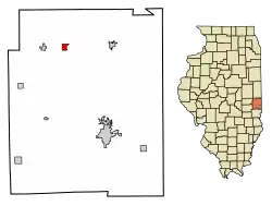 Location of Metcalf in Edgar County, Illinois.
