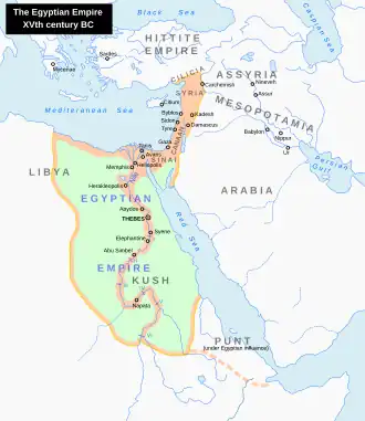 New Kingdom at its maximum territorial extent in the 15th century BCE