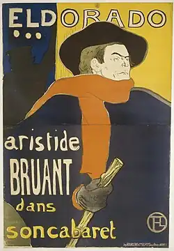 colour scan of Lautrec's reversed Ambassadeurs for Bruant's appearance at the Eldorado