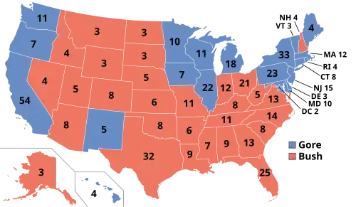 Electoral map, 2000 election