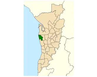Map of Adelaide, South Australia with electoral district of Lee highlighted