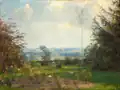 Udsigt fra Frk. Foghs Have i Skjold, 1920, oil on canvas