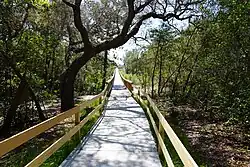 North entrance, one of three to the Wetlands Nature Trail Boardwalk.