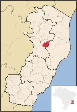 Location of Governador Lindenberg in Espírito Santo