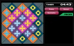 The official Eternity II sample 4x4 Flash game, in a solved state.