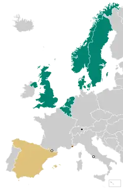 Political Map of Europe with Monarchical states colour-coded