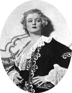 Young white woman with fair hair in 18th-century costume