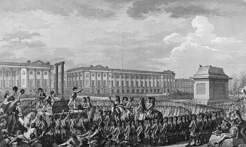 Execution of Louis XVI on the future Place de la Concorde on 21 January 1793