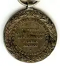 Reverse of the Commemorative medal of the Mexico Expedition