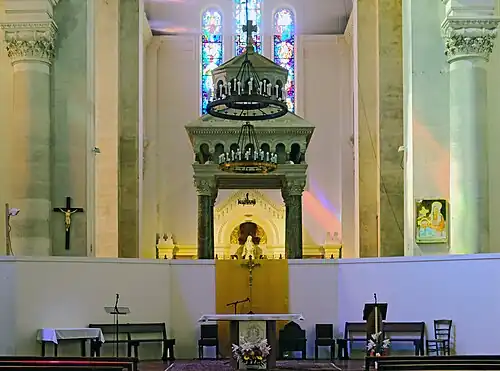The choir and the ciborium over the altar