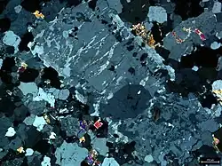 "pressure-quench" texture in sample Cv-114 from the S-type Strathbogie Granite, Australia.