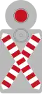 Level crossing without gates and with a flashing red warning light (single track)