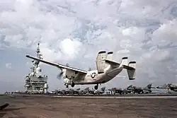 A US Navy C-2 Greyhound recovers aboard Charles de Gaulle