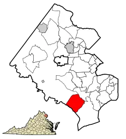 Location of Lorton in Fairfax County, Virginia