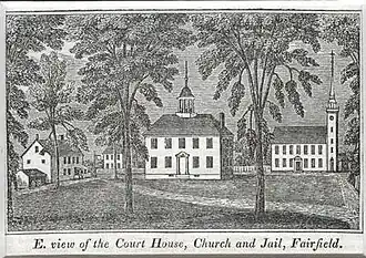 Historical Woodcut from c. 1840 Showing Old Town Hall and Town Green