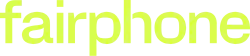 Fairphone wordmark, in light yellow green