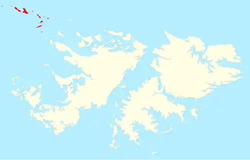 Location of the Jason Islands within the Falkland Islands