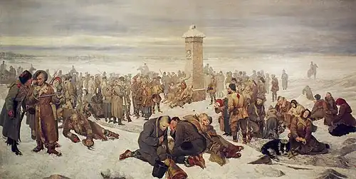 Farewell to Europe, by Aleksander Sochaczewski. The artist himself is among the exiled here, near the obelisk, on the right.