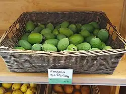 A display of feijoas for sale in Auckland, New Zealand