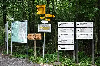 Hiking signs at the top station