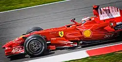 Kimi Räikkönen driving the Ferrari F2008 at the 2008 Spanish Grand Prix.