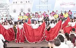Young Salvadoran girls dancing traditional colonial music San Miguel, El Salvador