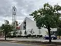 First Parish Church Arlington, Mass Exterior view showing main church and bell tower with clock