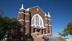 Facade of historic First United Methodist Church of Eastland