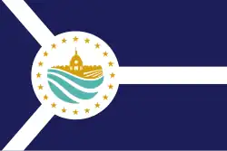 The flag of Allen County, Indiana, which was designed to be similar to the flag of Fort Wayne.