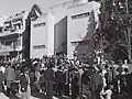 Locals gathered outside as Independence was declared inside the building on 14 May, 1948