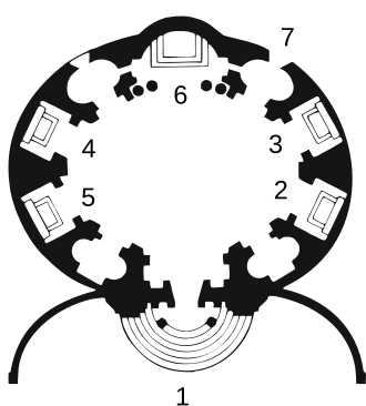 Floor plan of Sant'Andrea al Quirinale by Gian Lorenzo Bernini (1658–1661) showing the entrance (below), altar (top) and radiating chapels