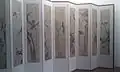 Korean folding screen on display at the Guimet Museum, Paris.
