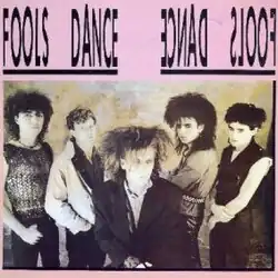 Fools Dance as pictured on their 1985 EP (L-R: Pete Gardner, Ron Howe, Gary Biddles, Simon Gallup, Stuart Curran)