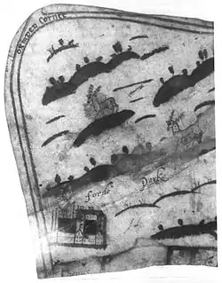 Manuscript map showing Ford Palace and Park, possibly drawn in 1624.