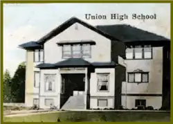 Photo-retouched image of original school building