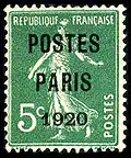 France, 1920: Bulk postage precancel marked for Paris