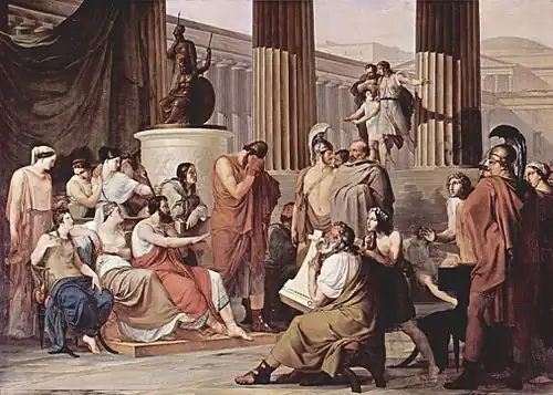 Image 54Odysseus Overcome by Demodocus' Song, a mythological painting by Francesco Hayez, 1813–1815 (from Myth)