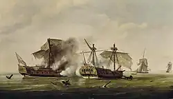 Painting of the battle by Francis Holman c. 1780