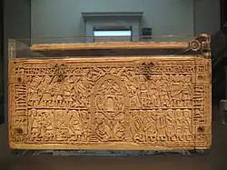 Rear panel of the Franks Casket; Titus takes Jerusalem.