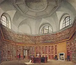 The Octagon Library, George III's original library at Buckingham House, showing wall bookcases