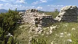 Remnants of communist era guardhouse atop mountain