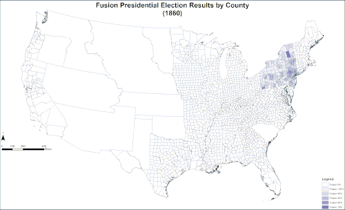 Map of "Fusion" slate presidential election results by county