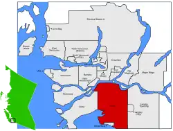Location of Surrey in Metro Vancouver