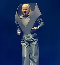 Gaga performing on stage