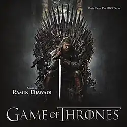 Cover art depicting Eddard Stark seated upon the Iron Throne